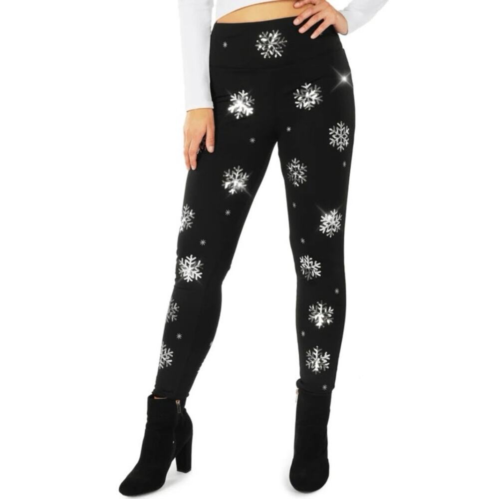 NEW Tipsy Elves‎ Sequined Snowflake High Waisted Leggings Festive Holiday Small